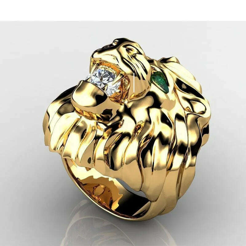 Fashion Stainless Steel Lion Head Ring Animal Ring Hip Hop Rings for Men Retro Jewelry Charm Accessories Party Anniversary Gift - KIMLUD