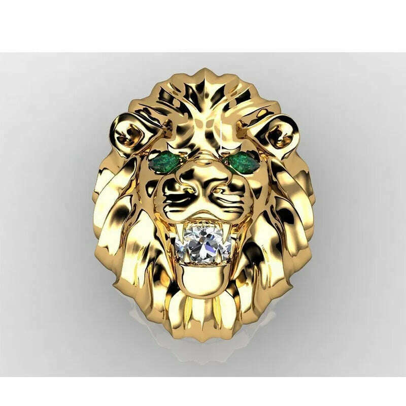 KIMLUD, Fashion Stainless Steel Lion Head Ring Animal Ring Hip Hop Rings for Men Retro Jewelry Charm Accessories Party Anniversary Gift, KIMLUD Womens Clothes