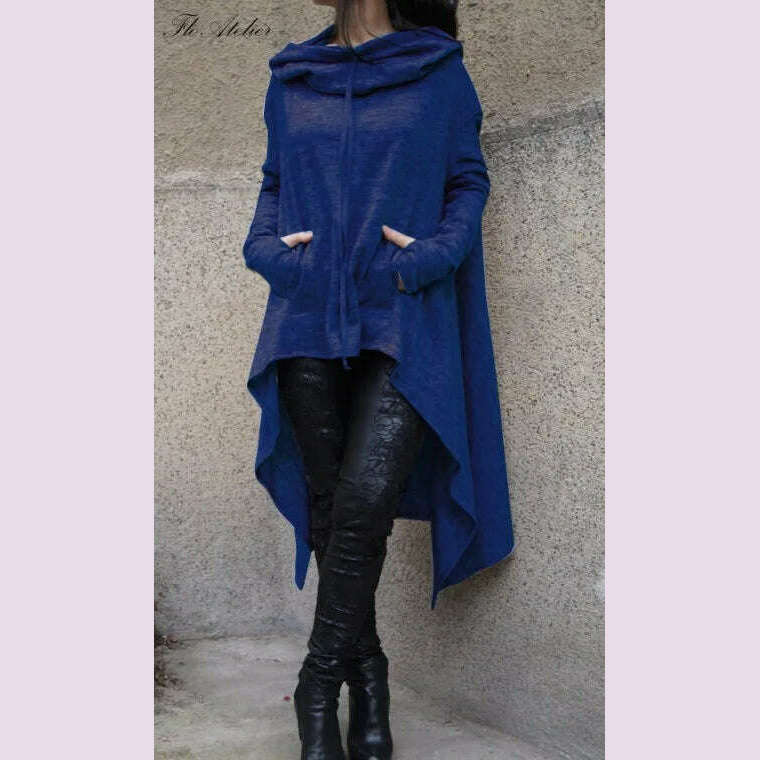 Fashion Trends New European and N Pure Color Long Hoodie - KIMLUD