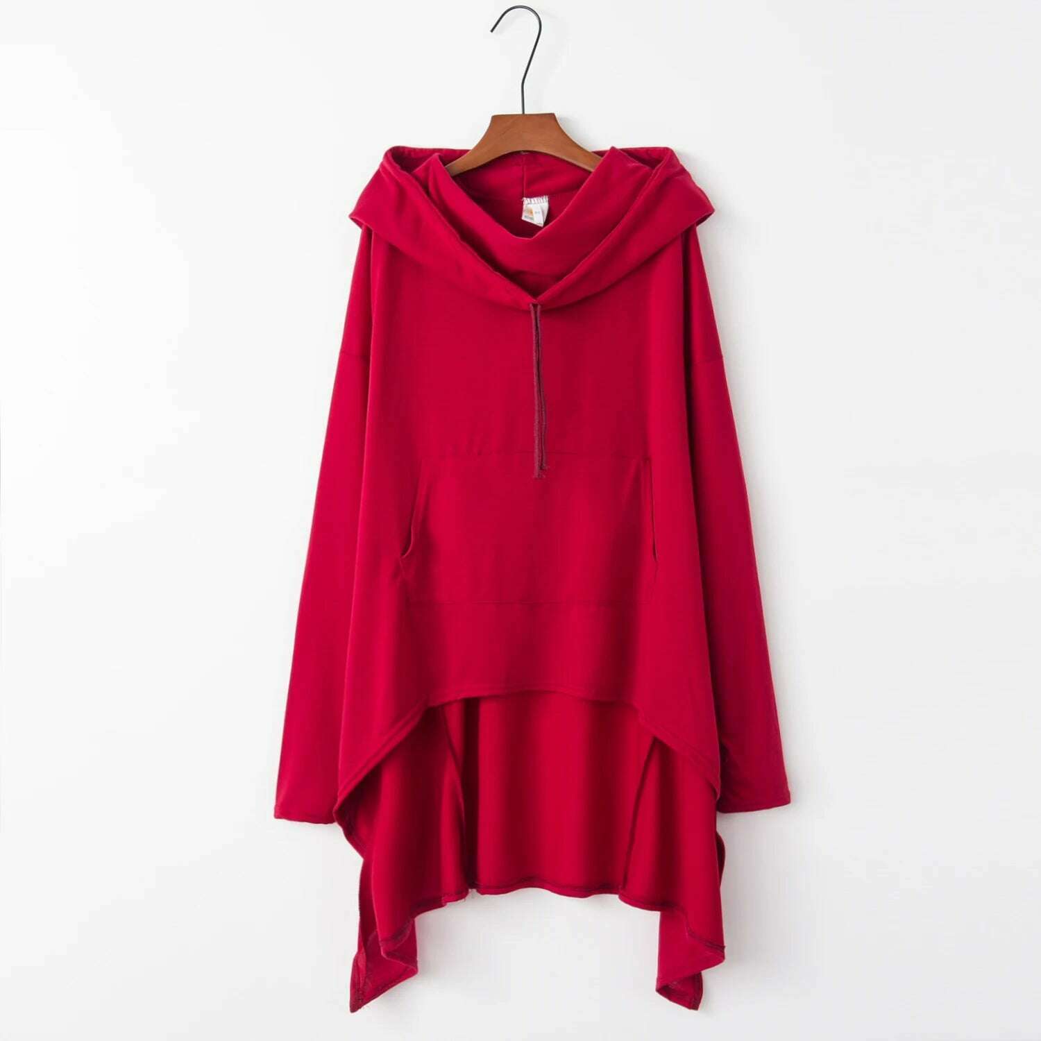 KIMLUD, Fashion Trends New European and N Pure Color Long Hoodie, Claret / XXXL, KIMLUD APPAREL - Womens Clothes