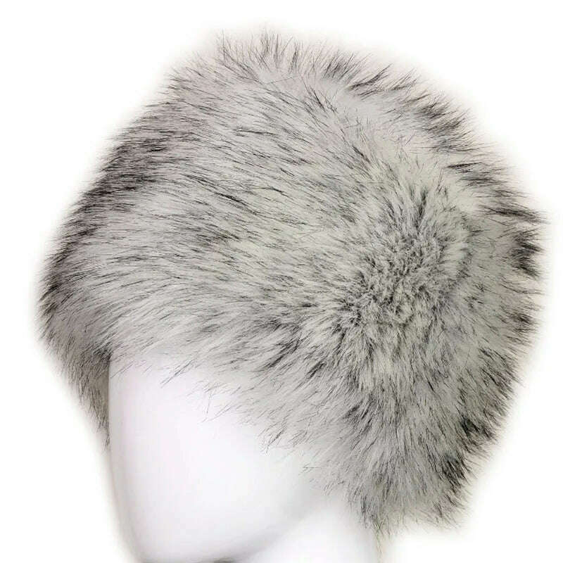 KIMLUD, Fashion Women Lady Faux Fox Fur Cossack Style Russian Winter Hats Warm Cap, White, KIMLUD APPAREL - Womens Clothes