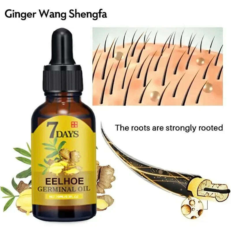 KIMLUD, Fast Hair Growth Ginger Growth Hair Oil Treatment Anti Hair Loss Men Women Scalp Treatment Serum Products Beauty Health, KIMLUD Womens Clothes