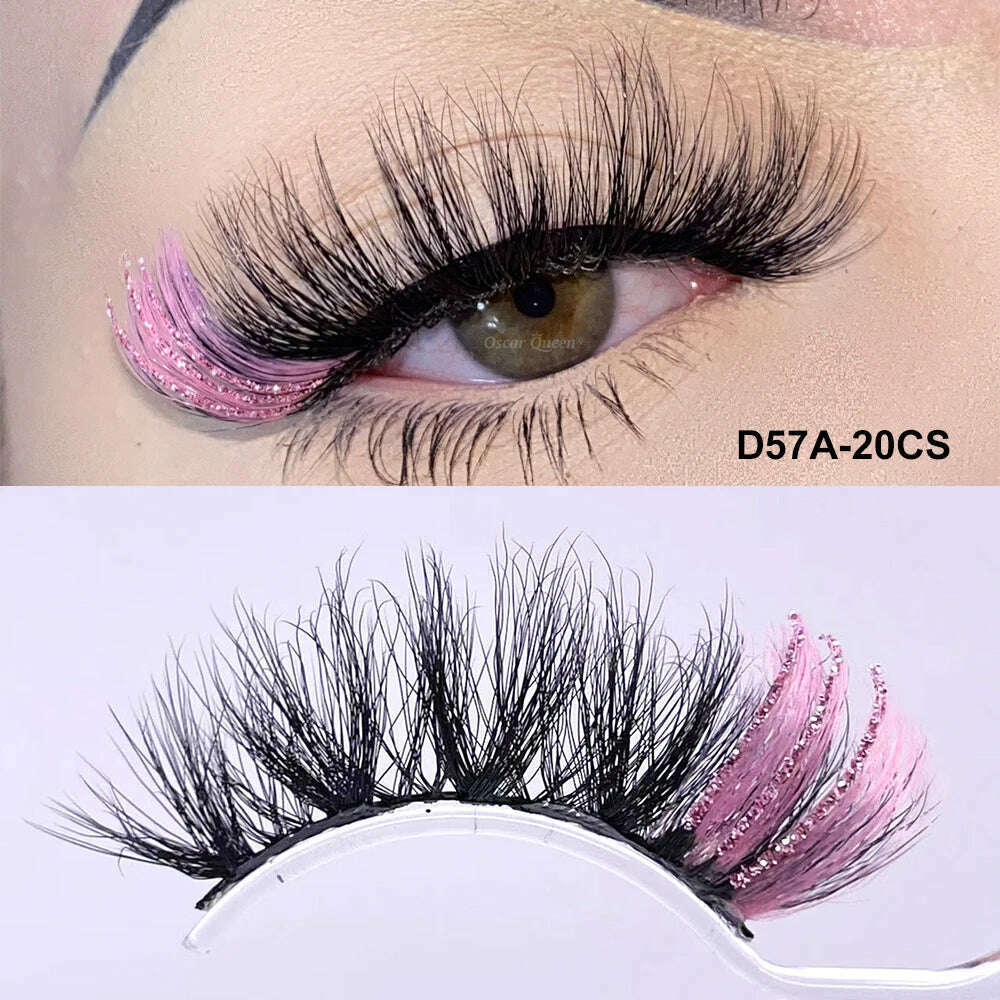 KIMLUD, Fluffy Glitter Ombre Colored Lashes 5D Natural Mink Lashes Bulk Wholesale Magnetic Eyelashes Extension Makeup Lash Box Packaging, KIMLUD Womens Clothes