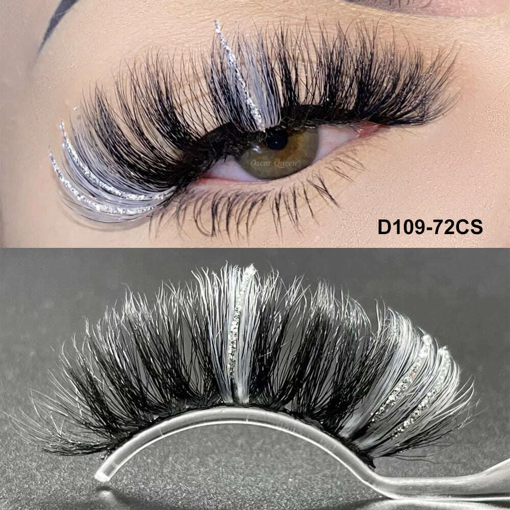 KIMLUD, Fluffy Glitter Ombre Colored Lashes 5D Natural Mink Lashes Bulk Wholesale Magnetic Eyelashes Extension Makeup Lash Box Packaging, KIMLUD Womens Clothes