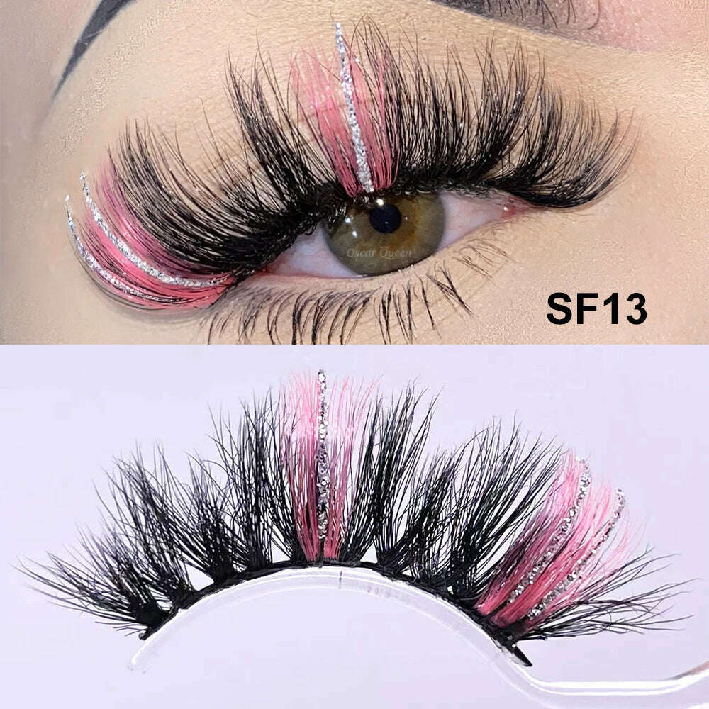 KIMLUD, Fluffy Glitter Ombre Colored Lashes 5D Natural Mink Lashes Bulk Wholesale Magnetic Eyelashes Extension Makeup Lash Box Packaging, KIMLUD Womens Clothes