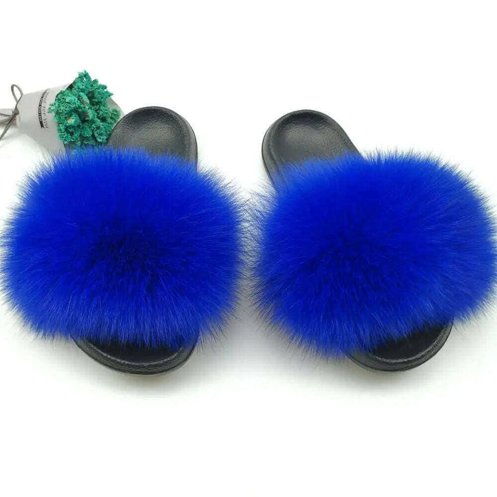 KIMLUD, Fluffy Raccoon Fur Slippers Shoes Women Fur Flip Flop Flat Furry Fur Slides Outdoor Sandals  Fuzzy Slippers Woman Amazing Shoes, KIMLUD Womens Clothes