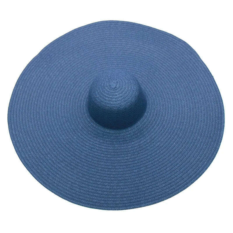 KIMLUD, foldable women oversized hat 70cm diameter large brim summer sun beach hats wholesale, navy blue, KIMLUD APPAREL - Womens Clothes