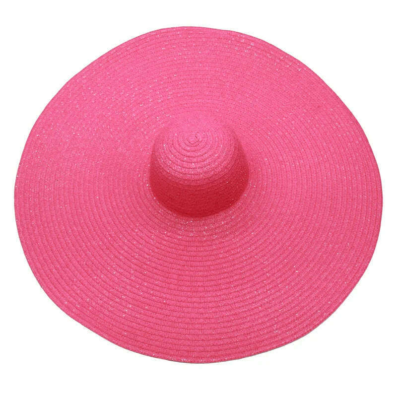 KIMLUD, foldable women oversized hat 70cm diameter large brim summer sun beach hats wholesale, rose, KIMLUD APPAREL - Womens Clothes