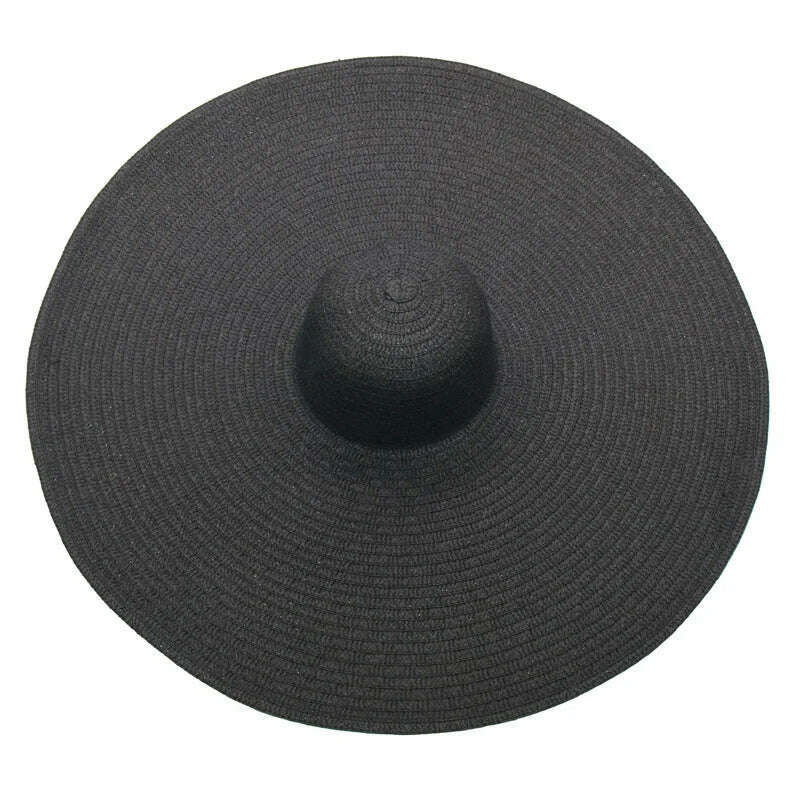 KIMLUD, foldable women oversized hat 70cm diameter large brim summer sun beach hats wholesale, black, KIMLUD APPAREL - Womens Clothes