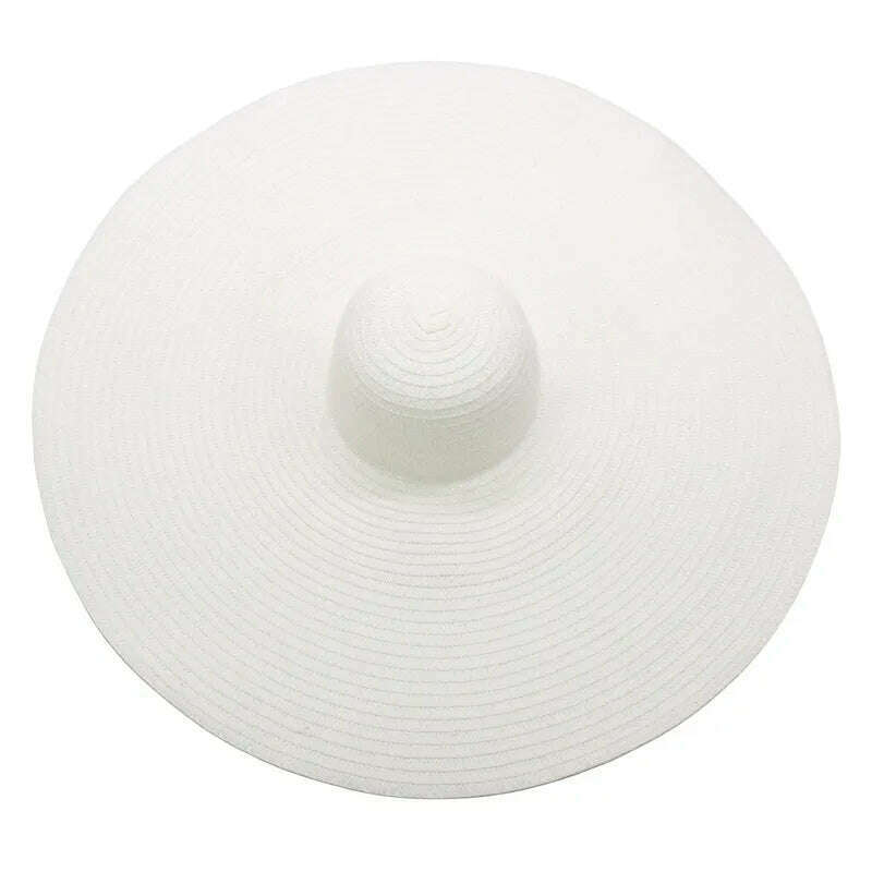 KIMLUD, foldable women oversized hat 70cm diameter large brim summer sun beach hats wholesale, white, KIMLUD APPAREL - Womens Clothes