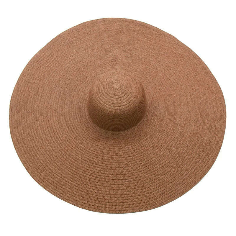 KIMLUD, foldable women oversized hat 70cm diameter large brim summer sun beach hats wholesale, coffee, KIMLUD APPAREL - Womens Clothes