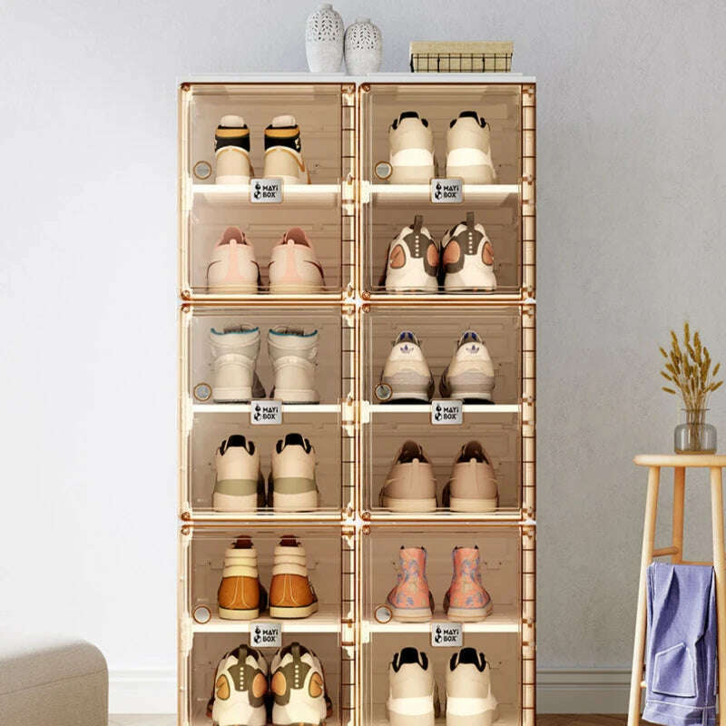 KIMLUD, Folding Shoe Organizer Hard Plastic Living Room Cabinets Shelf Shoes Storage Box Show Rack Cabinet Furniture Modern Shoerack, KIMLUD Womens Clothes