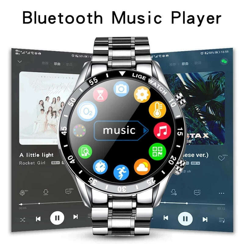 For All Smartphone To Connect HD Bluetooth Call Smart Watch Men Sports Fitness Waterproof Smartwatch Tracker Heart Monitor - KIMLUD