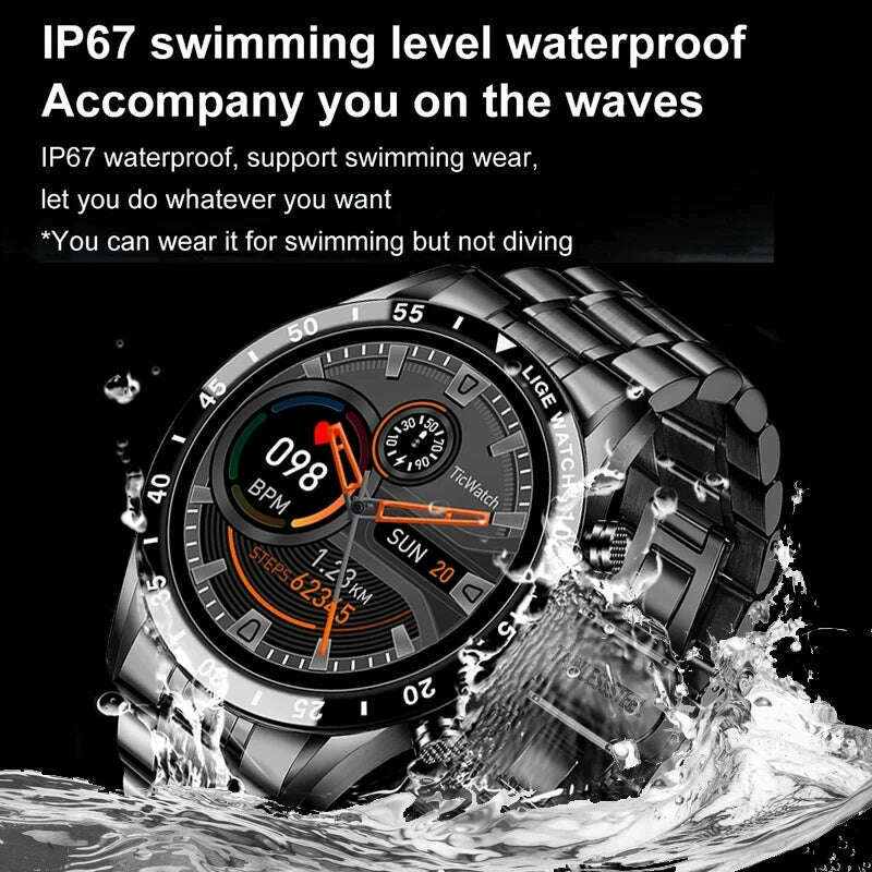 For All Smartphone To Connect HD Bluetooth Call Smart Watch Men Sports Fitness Waterproof Smartwatch Tracker Heart Monitor - KIMLUD