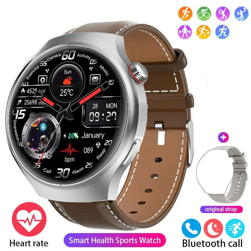 KIMLUD, For Huawei GT4 PRO Smart Watch Men Watch 4 Pro AMOLED HD Screen Sports Fitness Bluetooth Call Heart Rate SmartWatch 2024 New, Brown leather / CHINA, KIMLUD APPAREL - Womens Clothes