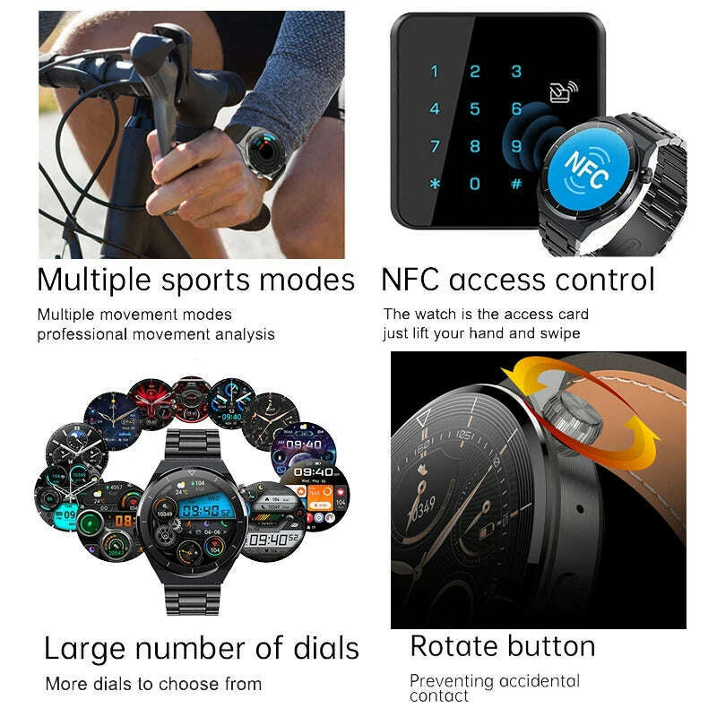 KIMLUD, For Huawei Xiaomi NFC Smart Watch Men GT3 Pro AMOLED 390*390 HD Screen Heart Rate Bluetooth Call IP68 Waterproof SmartWatch 2024, KIMLUD Womens Clothes