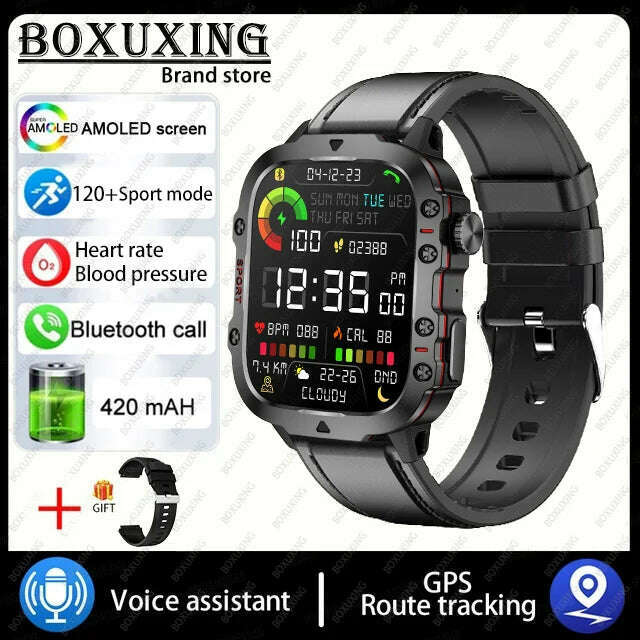 For Xiaomi Rugged Military GPS Smart Watch Men AMOLED HD Screen Heart Rate Bluetooth Call Waterproof Outdoor SmartWatch 2024 New - KIMLUD