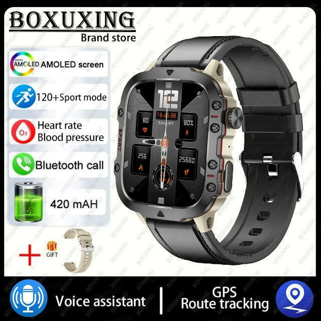 For Xiaomi Rugged Military GPS Smart Watch Men AMOLED HD Screen Heart Rate Bluetooth Call Waterproof Outdoor SmartWatch 2024 New - KIMLUD