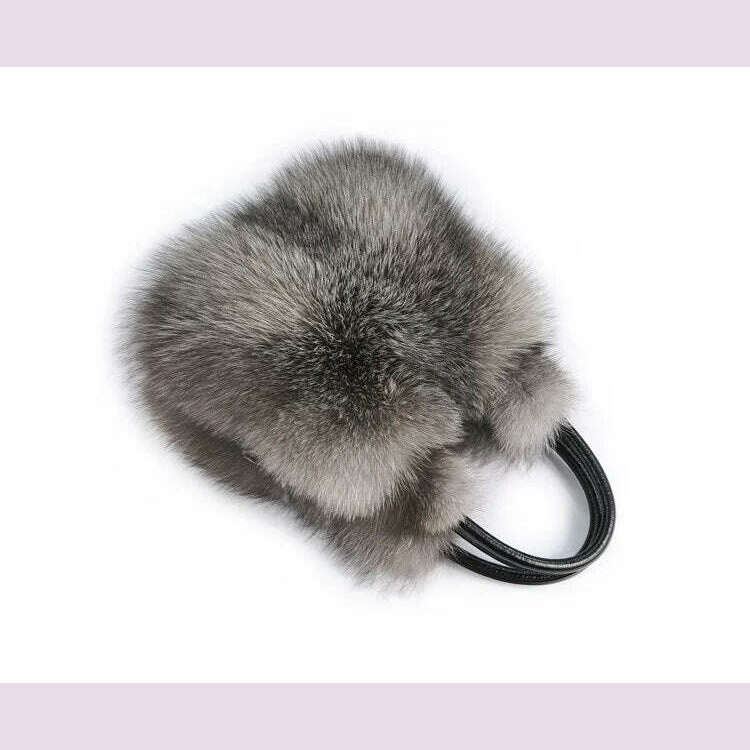 KIMLUD, Fox Fur Bag Handbag Ladies Bag Purses And Handbags Fluffy Warm bag Single Shoulder Crossbody Bags Silver Fox Fur Lady Clutch Bag, Silver fox, KIMLUD APPAREL - Womens Clothes