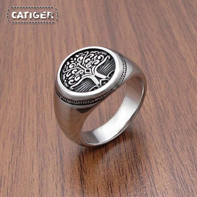 Free Shipping Punk 316L Stainless Steel Tree of Life Signet Ring Classic Viking Amulet Rings Nordic Jewelry - KIMLUD