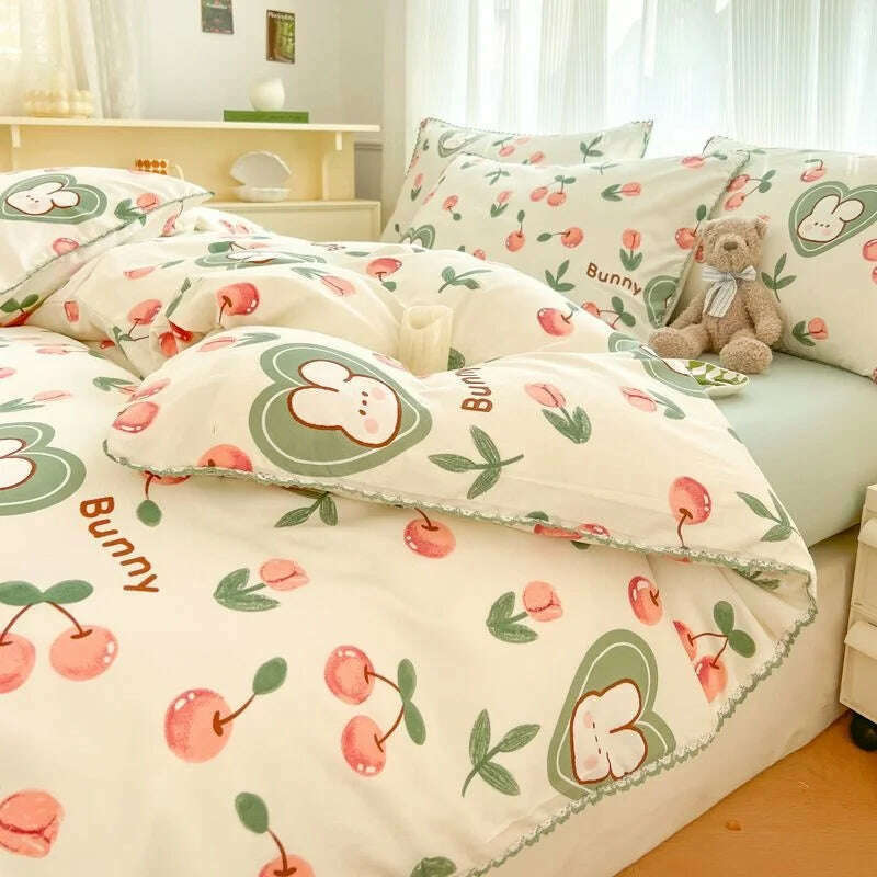 KIMLUD, Fresh Botanical Floral Bedding Set for Kids and Adults, Leaves, Flower Duvet Cover, Pillowcases, Soft Washed Cotton, Home Textil, KIMLUD Womens Clothes