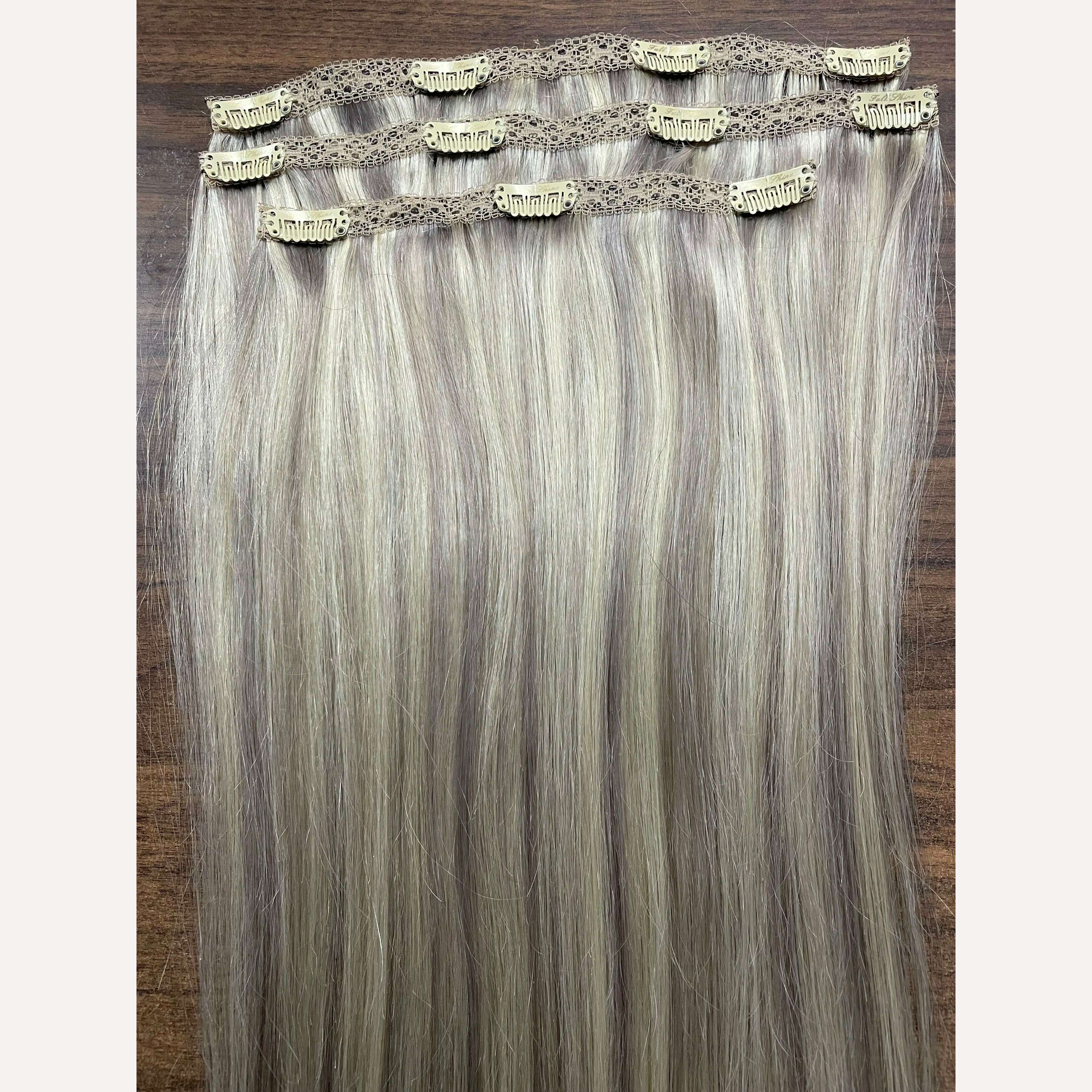 Full Shine 50 Grams Clip in Hair Extensions Human Hair Ombre Color 3Pcs Human Hair Clip in Extensions for Women - KIMLUD