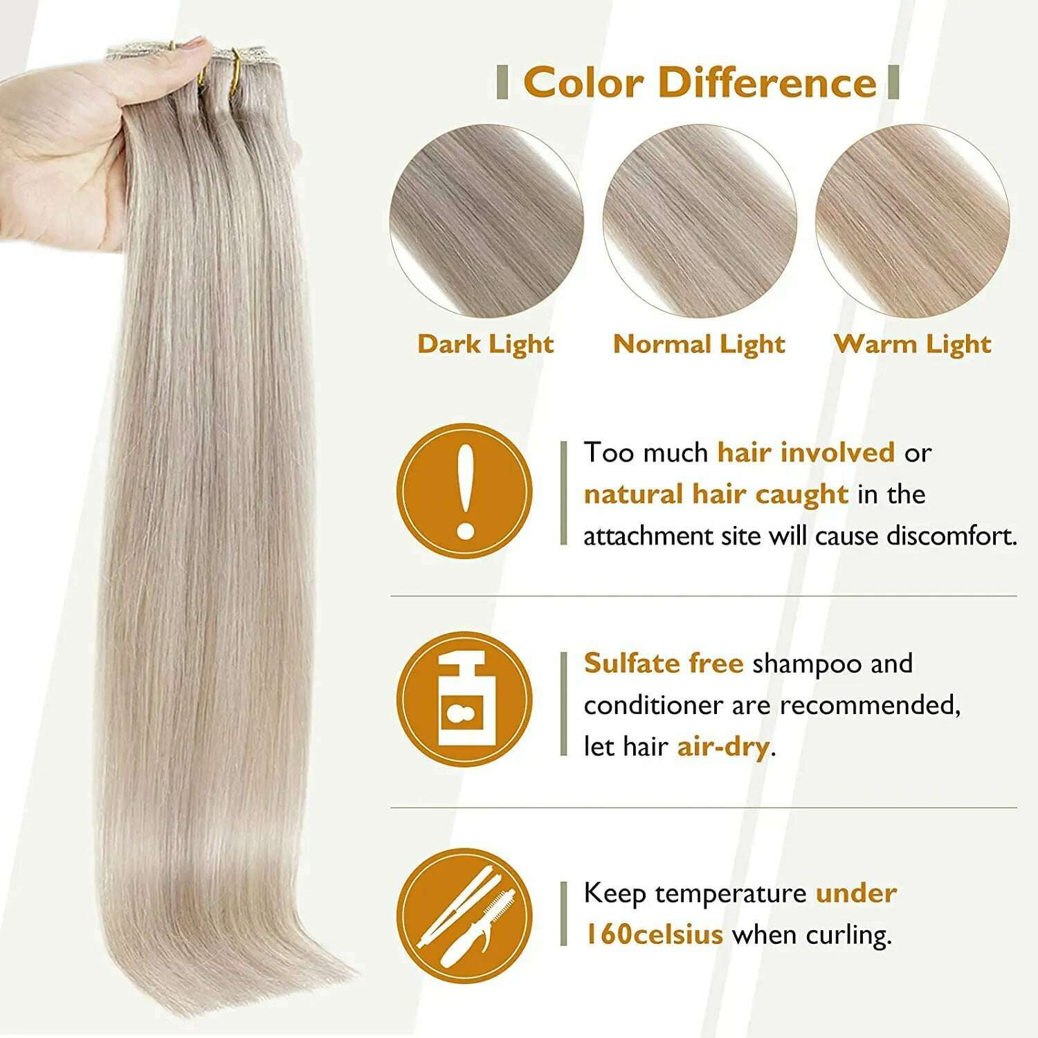 KIMLUD, Full Shine 50 Grams Clip in Hair Extensions Human Hair Ombre Color 3Pcs Human Hair Clip in Extensions for Women, KIMLUD Womens Clothes