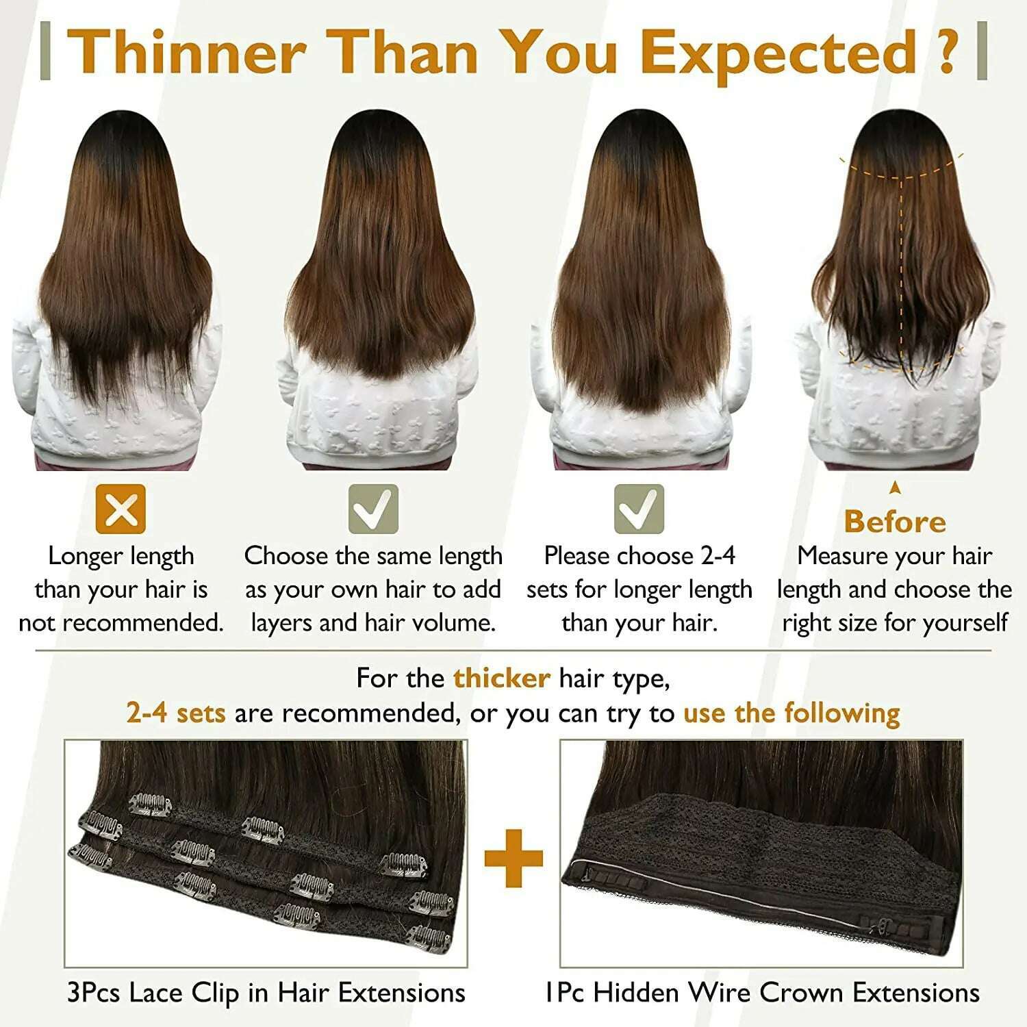 Full Shine 50 Grams Clip in Hair Extensions Human Hair Ombre Color 3Pcs Human Hair Clip in Extensions for Women - KIMLUD