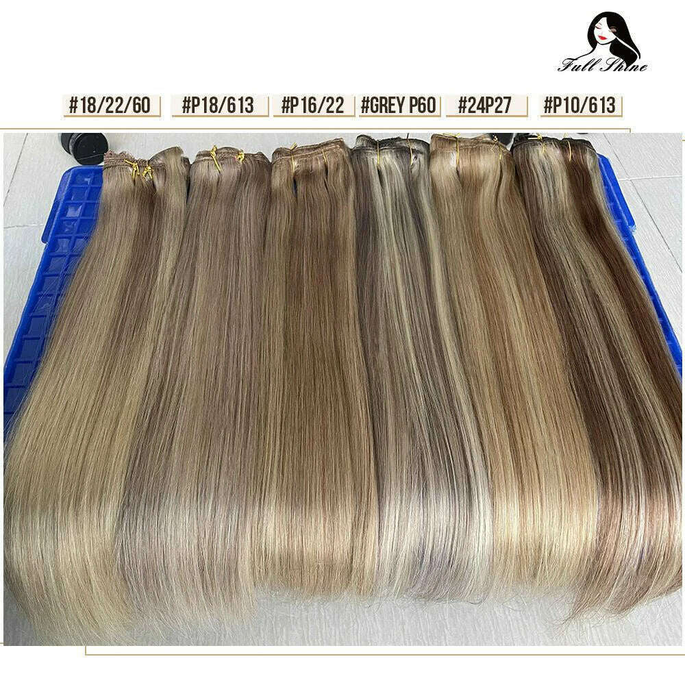 KIMLUD, Full Shine 50 Grams Clip in Hair Extensions Human Hair Ombre Color 3Pcs Human Hair Clip in Extensions for Women, KIMLUD Womens Clothes