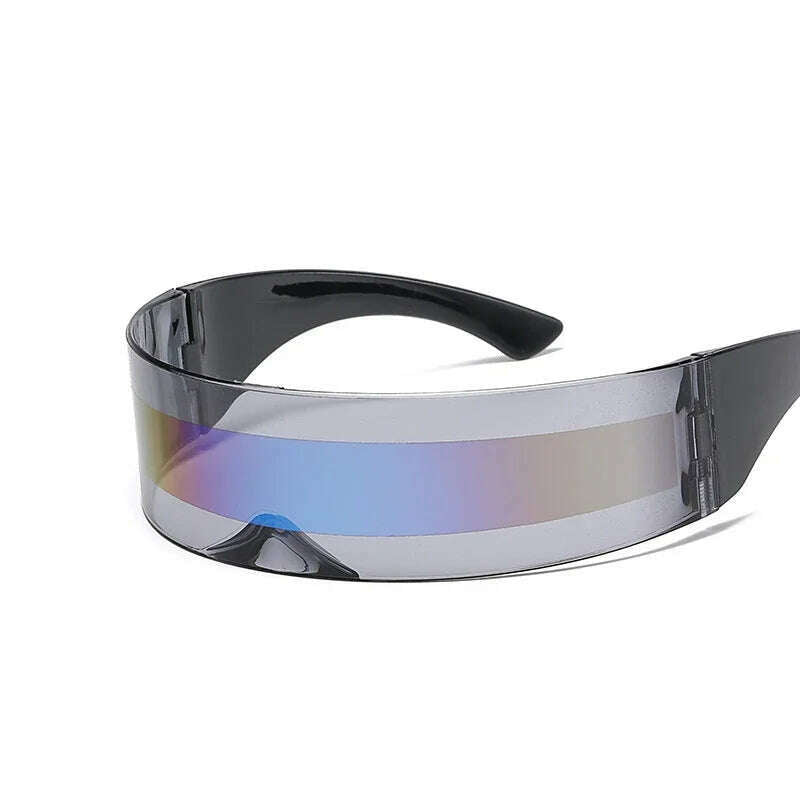 KIMLUD, Future Warrior Rimless Sunglasses One Piece Lens Wrap Around Cyber Punk Futuristic Men Women Hip Hop Party Sun Glasses  Bar KTV, KIMLUD Womens Clothes