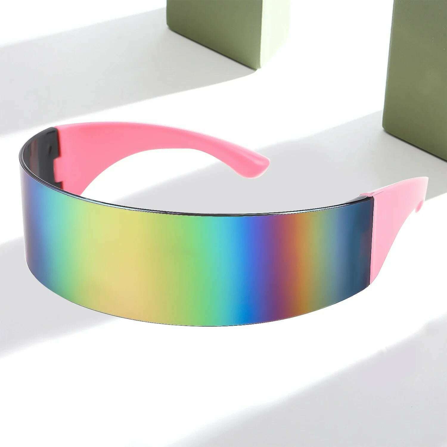 KIMLUD, Futuristic Narrow Cyclops Visor Sunglasses Laser Eyeglasses UV400 Personality Mirrored Lens Costume Eyewear Glasses Men Glasses, G, KIMLUD Womens Clothes