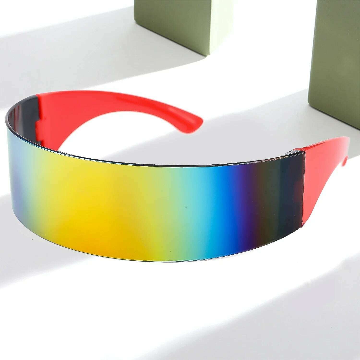 KIMLUD, Futuristic Narrow Cyclops Visor Sunglasses Laser Eyeglasses UV400 Personality Mirrored Lens Costume Eyewear Glasses Men Glasses, H, KIMLUD Womens Clothes
