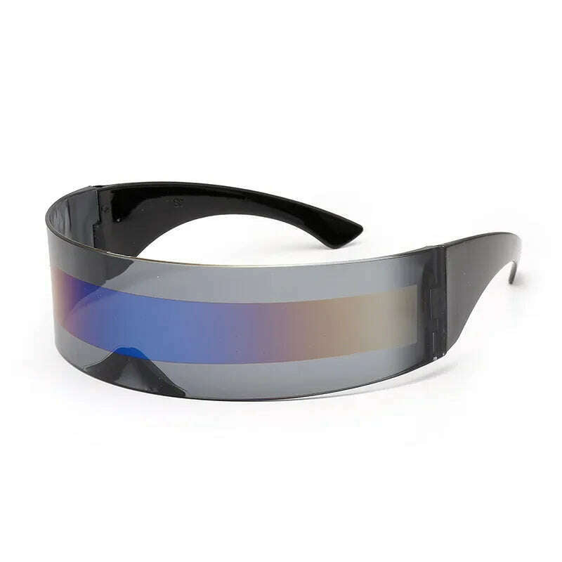 KIMLUD, Futuristic Narrow Cyclops Visor Sunglasses Laser Eyeglasses UV400 Personality Mirrored Lens Costume Eyewear Glasses Men Glasses, A, KIMLUD Womens Clothes