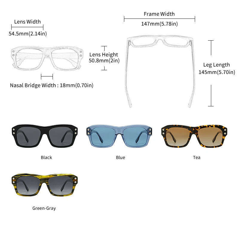 KIMLUD, GCV Brand Acetate Square Rectangular Polarized Sunglasses Man Women Fashion Outdoors Eyewear Uv400 Quality Of Luxury Goods, KIMLUD Womens Clothes
