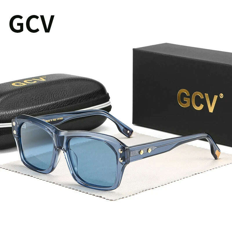 KIMLUD, GCV Brand Acetate Square Rectangular Polarized Sunglasses Man Women Fashion Outdoors Eyewear Uv400 Quality Of Luxury Goods, Blue / CHINA / Mcetato, KIMLUD Womens Clothes