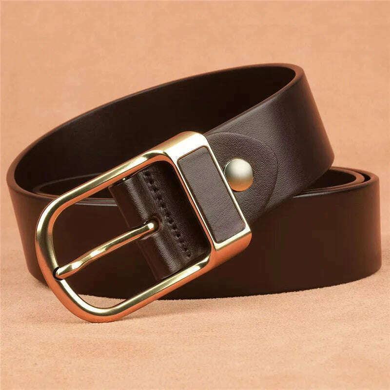 KIMLUD, Genuine Leather For Men's High Quality Buckle Jeans Cowskin Casual Belts Business Cowboy Waistband Male Fashion Designer 2022New, KIMLUD Womens Clothes