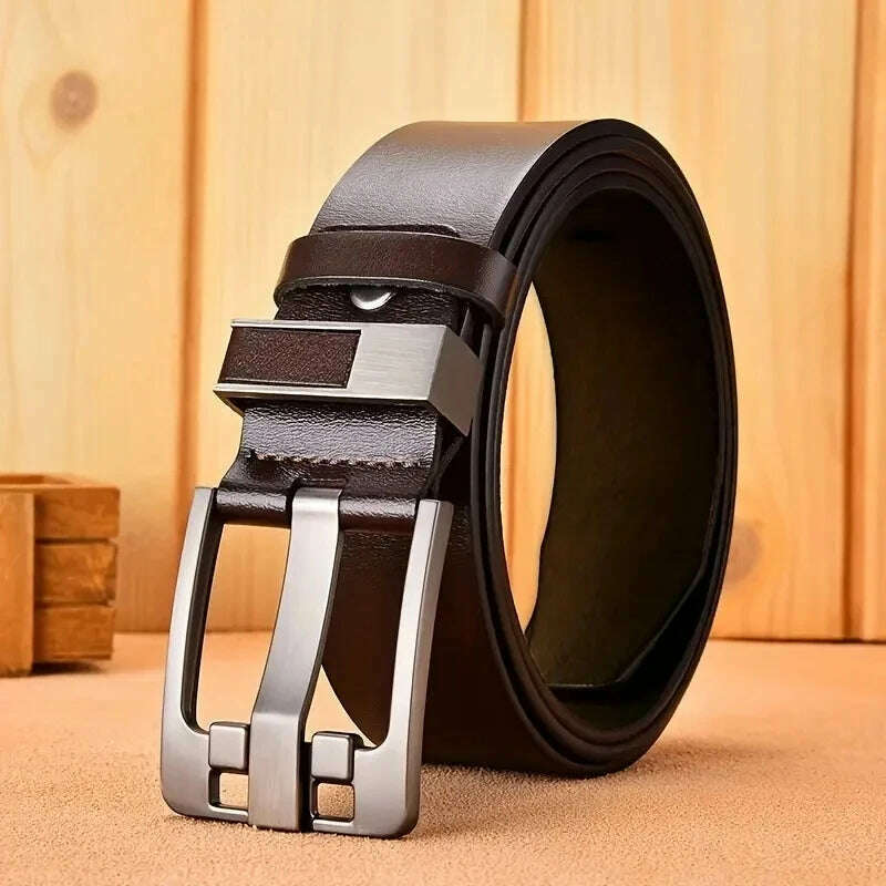 KIMLUD, Genuine Leather For Men's High Quality Buckle Jeans Cowskin Casual Belts Business Cowboy Waistband Male Fashion Designer 2024New, 125cm / Coffee, KIMLUD APPAREL - Womens Clothes