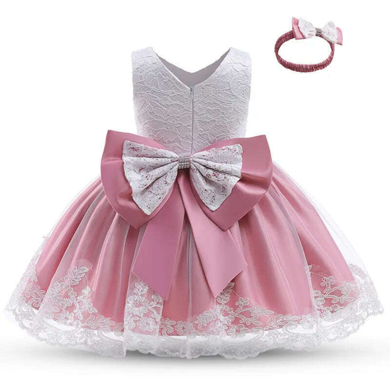 KIMLUD, Girls Formal Wedding Party Dress for 1-5Y Infant Birthday Christening Lace Elegant Gown Christams Flower Dresses for Baby Girl, C00648-DSF / 18-24M, KIMLUD APPAREL - Womens Clothes