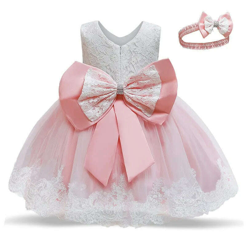 KIMLUD, Girls Formal Wedding Party Dress for 1-5Y Infant Birthday Christening Lace Elegant Gown Christams Flower Dresses for Baby Girl, C00648-F / 4T, KIMLUD APPAREL - Womens Clothes