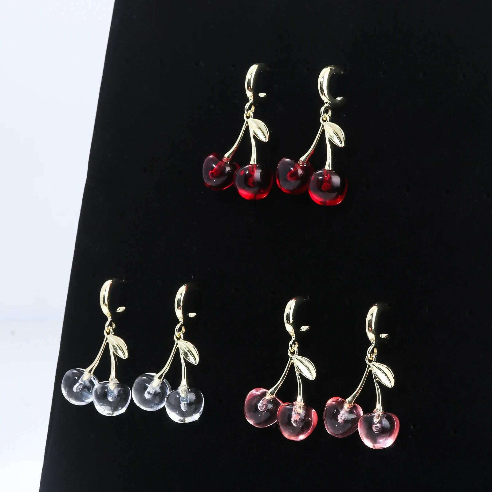 Girls Pink Red Cherries Cherry Earrings Fashion Creative Sweet Fruit Earrings for Women Men Summer Jewelry Accessorie Gifts - KIMLUD