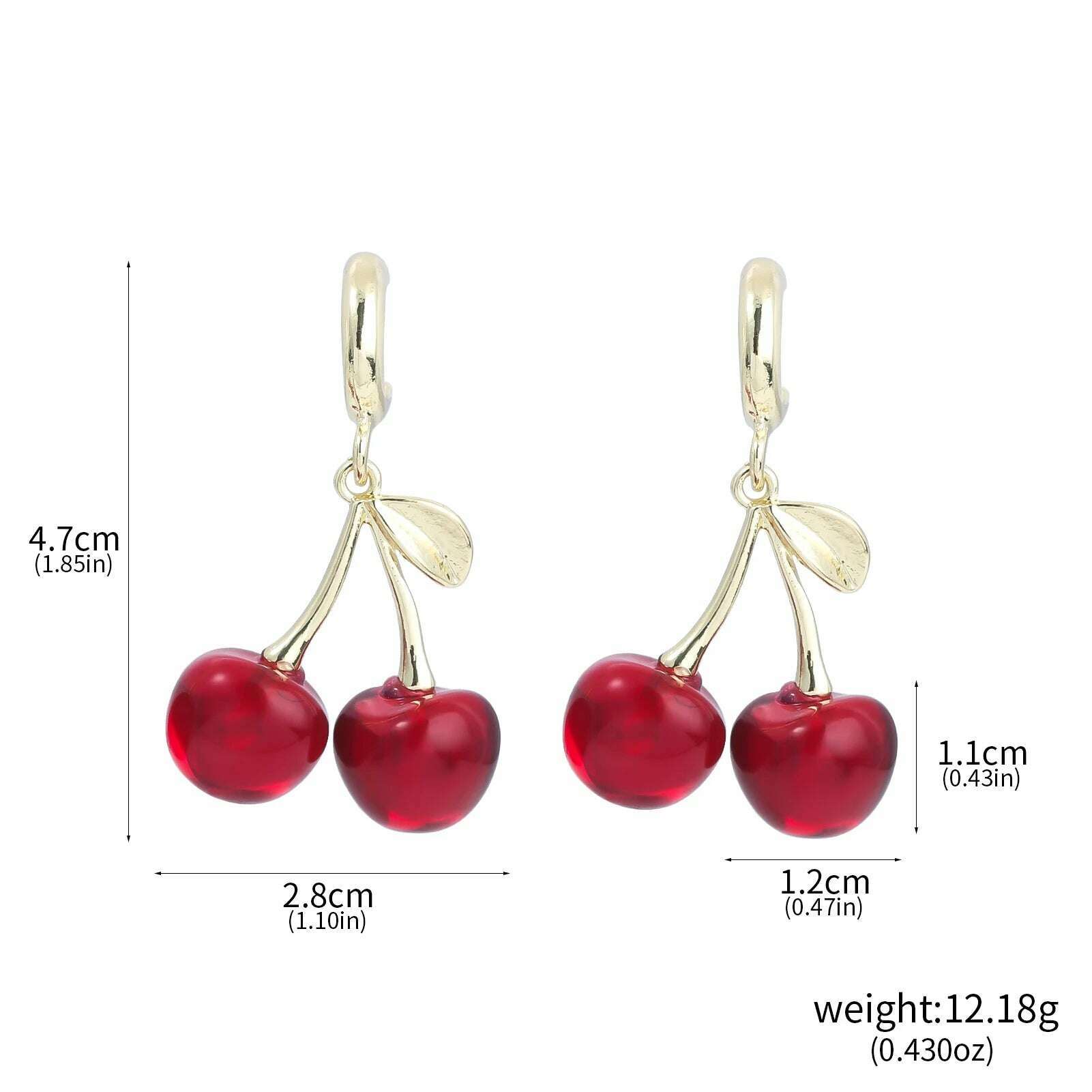 KIMLUD, Girls Pink Red Cherries Cherry Earrings Fashion Creative Sweet Fruit Earrings for Women Men Summer Jewelry Accessorie Gifts, E00191-02 / CHINA, KIMLUD APPAREL - Womens Clothes