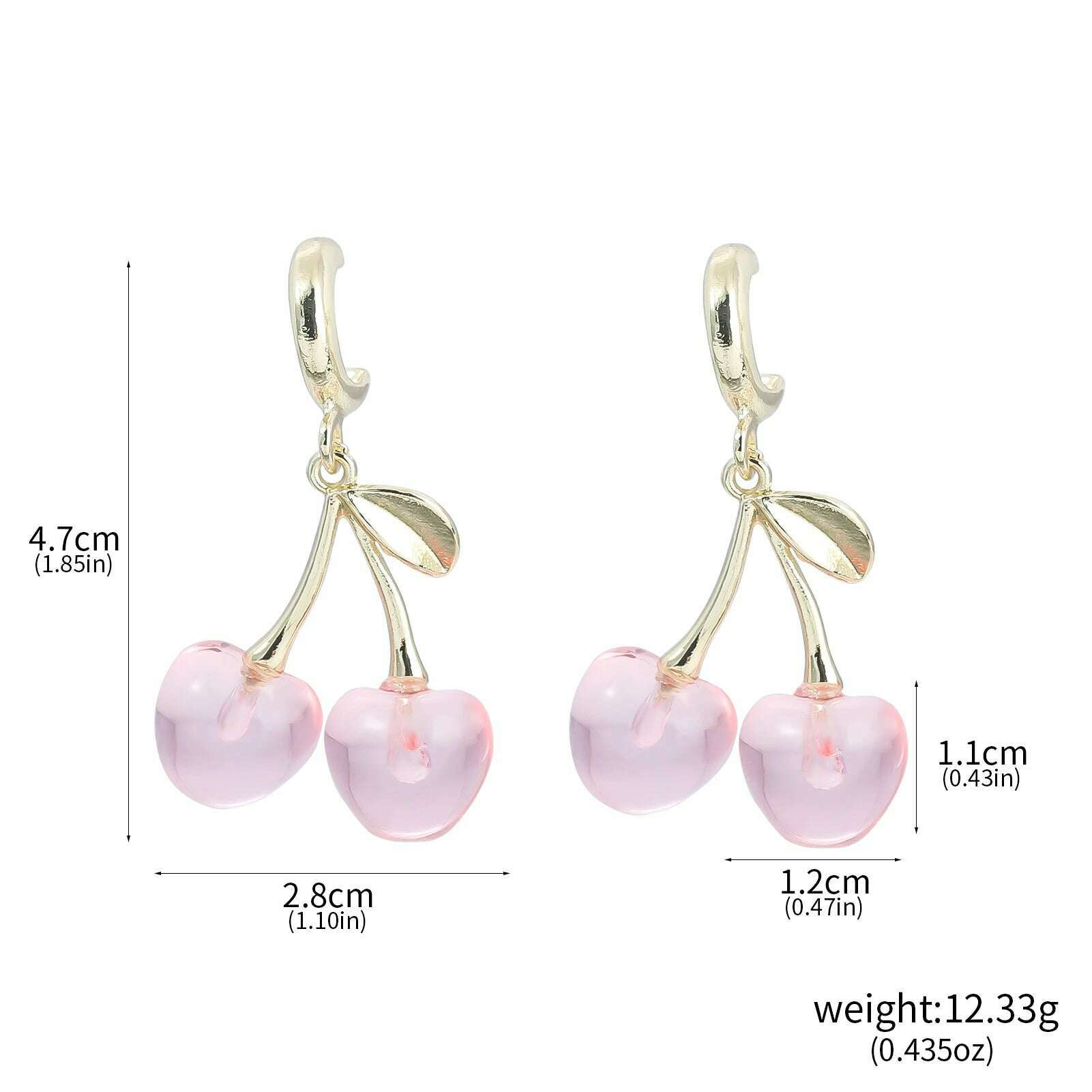 KIMLUD, Girls Pink Red Cherries Cherry Earrings Fashion Creative Sweet Fruit Earrings for Women Men Summer Jewelry Accessorie Gifts, E00191-03 / CHINA, KIMLUD APPAREL - Womens Clothes