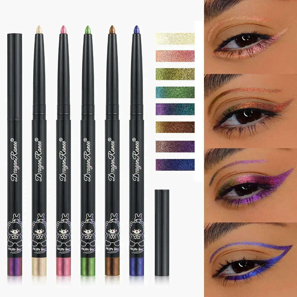 KIMLUD, Glitter Aurora Eyeliner Pen Multi Chrome Eye Liner Lasting Shiny Metallic Eyeshadow Lying Silkworm Green Purple Makeup Pigment, KIMLUD Womens Clothes