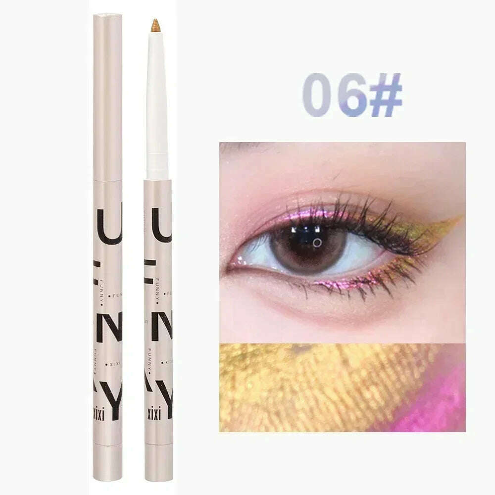 KIMLUD, Glitter Aurora Eyeliner Pen Multi Chrome Eye Liner Lasting Shiny Metallic Eyeshadow Lying Silkworm Green Purple Makeup Pigment, B06, KIMLUD APPAREL - Womens Clothes