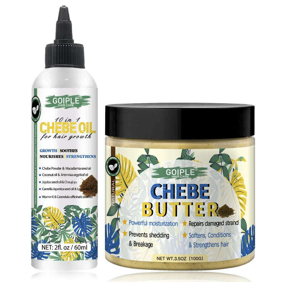 GOIPLE African Chebe Powder Repair Dry Damaged Moisturizer Strengthens Hair Regrowth Butter Mask Promote Growth Oil Scalp Care - KIMLUD