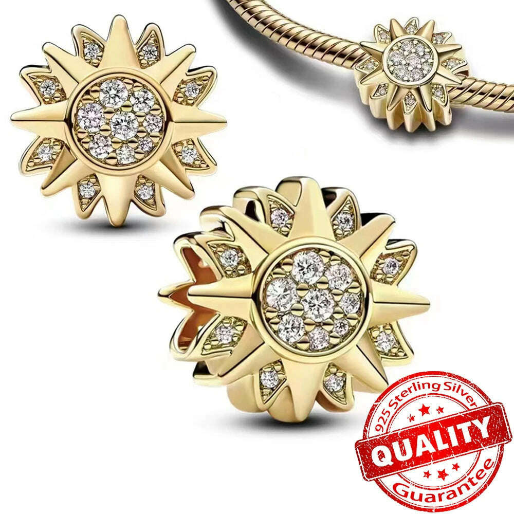 KIMLUD, Gorgeous 14K Gold Graduation Cap Star Daisy Family Tree Yin & Yan Dangle Charm Fit Pandora Bracelet 925 Sterling Silver Jewelry, FCC287, KIMLUD APPAREL - Womens Clothes