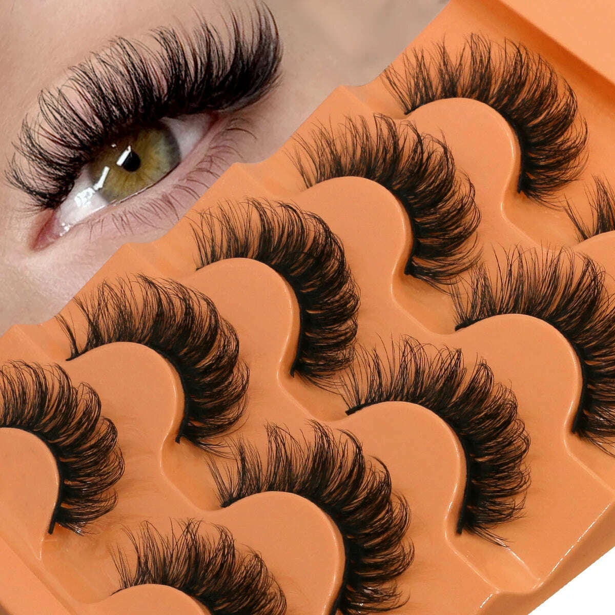 GROINNEYA 5 Pairs Fluffy Eyelashes 8D Volume False Lashes Russian Strip Lashes Extensions Thick Soft Curly Fake Lashes Makeup - KIMLUD