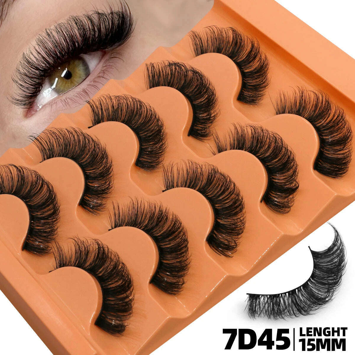 KIMLUD, GROINNEYA 5 Pairs Fluffy Eyelashes 8D Volume False Lashes Russian Strip Lashes Extensions Thick Soft Curly Fake Lashes Makeup, 5pairs-7D45, KIMLUD APPAREL - Womens Clothes