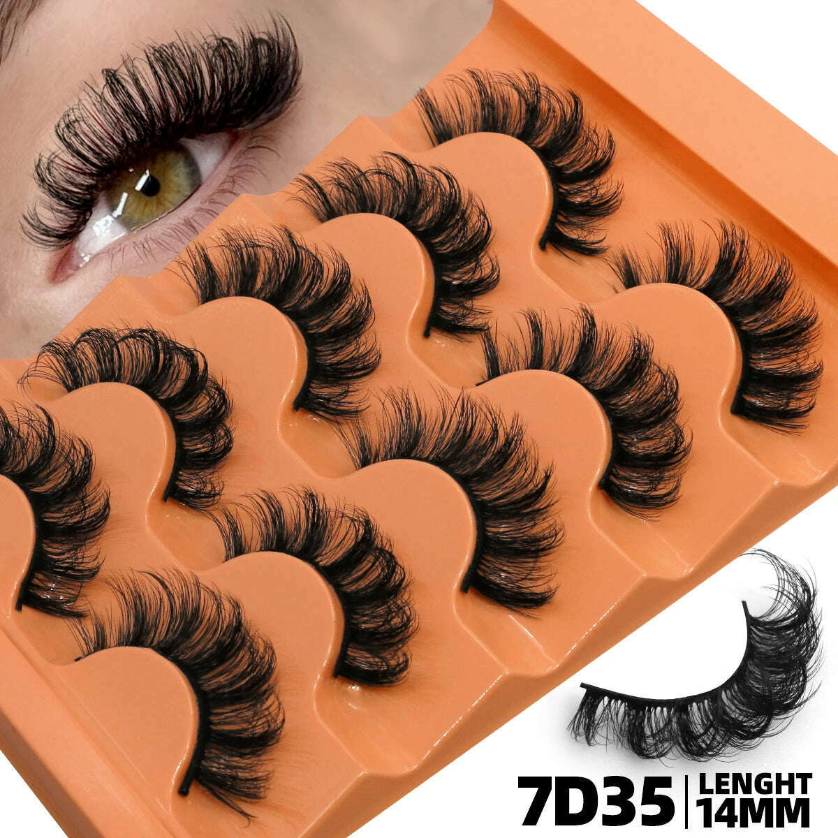 KIMLUD, GROINNEYA 5 Pairs Fluffy Eyelashes 8D Volume False Lashes Russian Strip Lashes Extensions Thick Soft Curly Fake Lashes Makeup, 5pairs-7D35, KIMLUD APPAREL - Womens Clothes