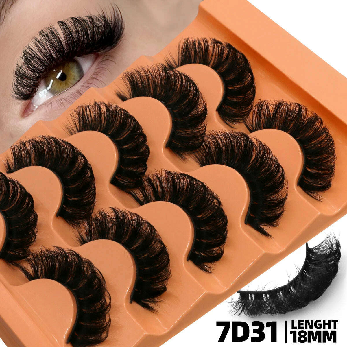 KIMLUD, GROINNEYA 5 Pairs Fluffy Eyelashes 8D Volume False Lashes Russian Strip Lashes Extensions Thick Soft Curly Fake Lashes Makeup, 5pairs-7D31, KIMLUD APPAREL - Womens Clothes